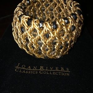 Joan Rivers Gold-Tone Crystal and Hematite Glass Bead Stretch Bracelet